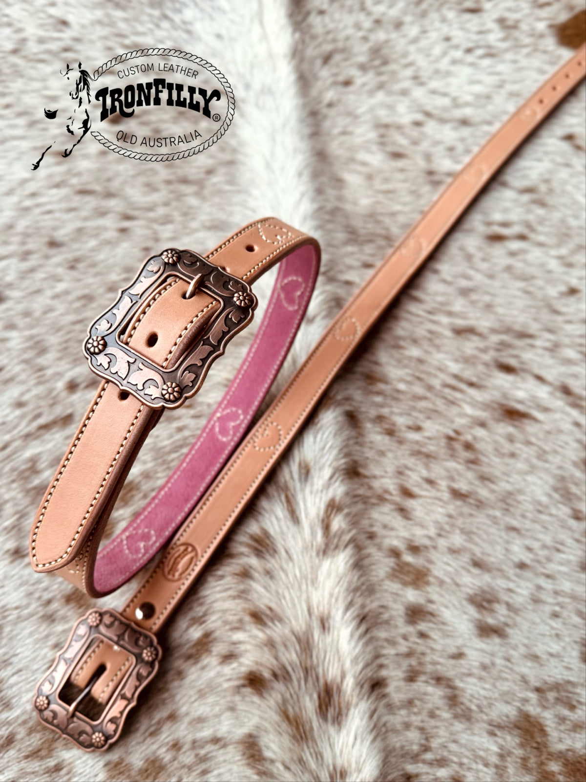 Kids belt- Pink hearts