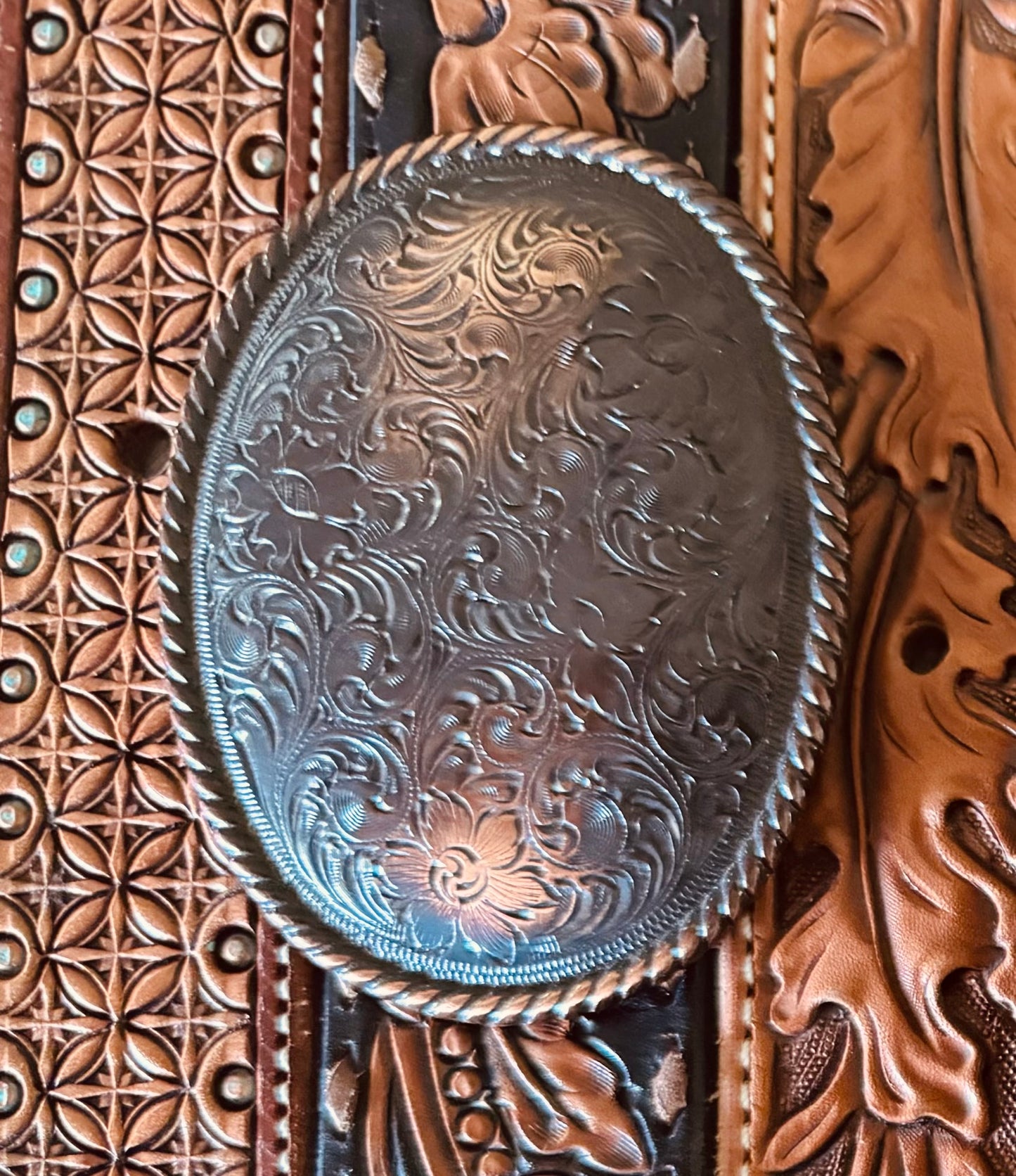 Engraved copper buckle