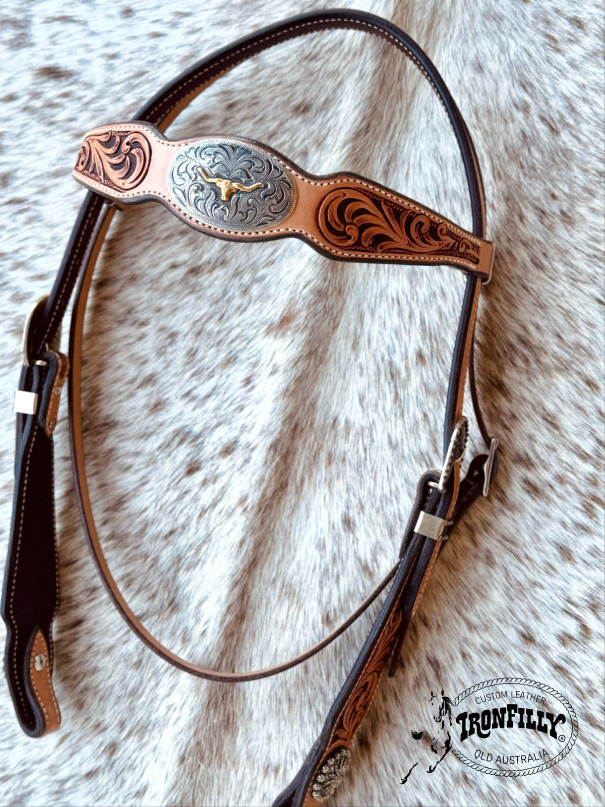 Hand carved/Silver show bridle COB