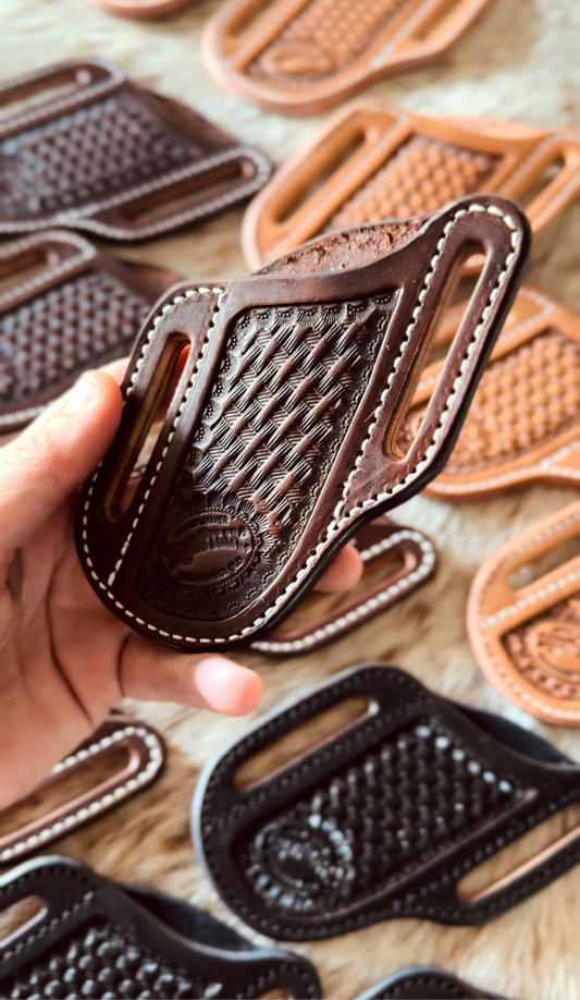 Pancake Knife Sheath- Brown Basketweave