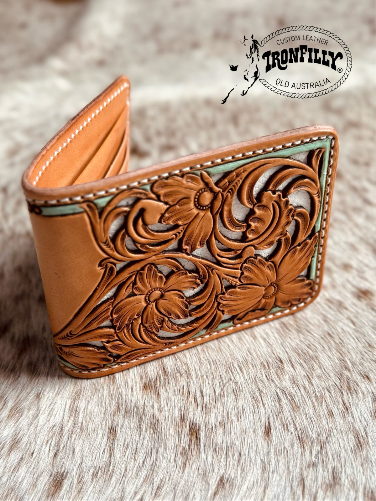 Floral carved filigree wallet
