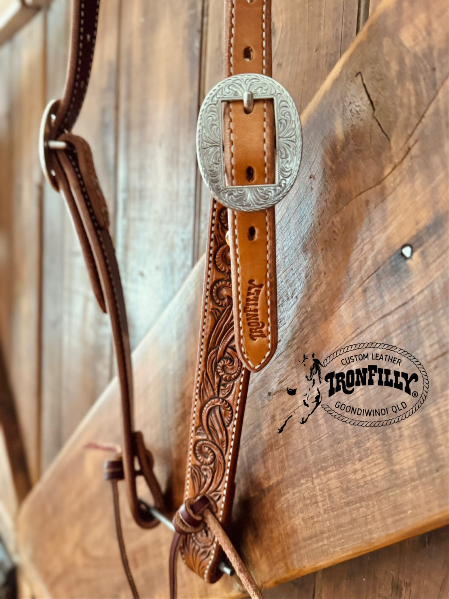 Sliding ear headstall- carved