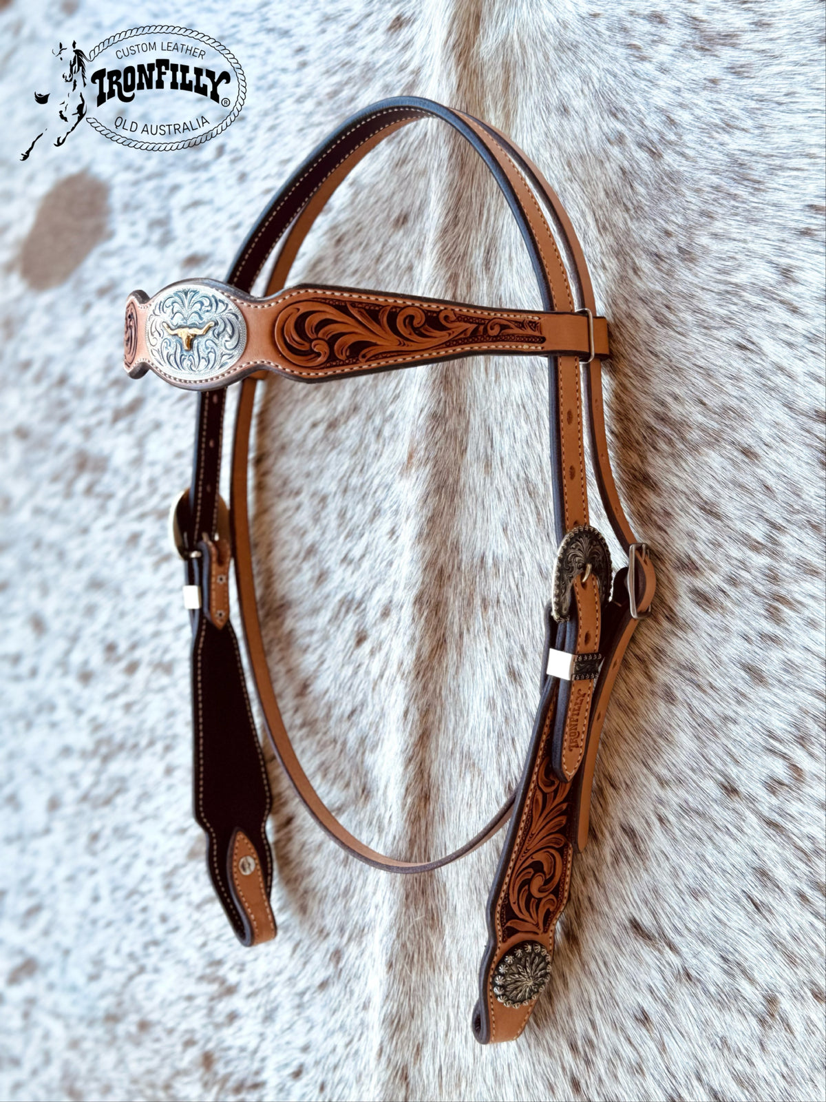 Hand carved/Silver show bridle COB