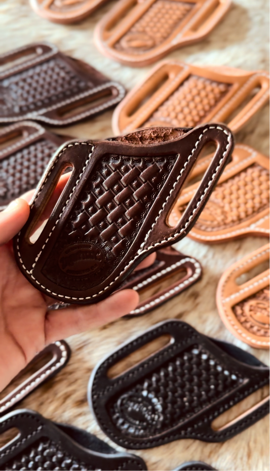 Pancake Knife Sheath- Brown Basketweave
