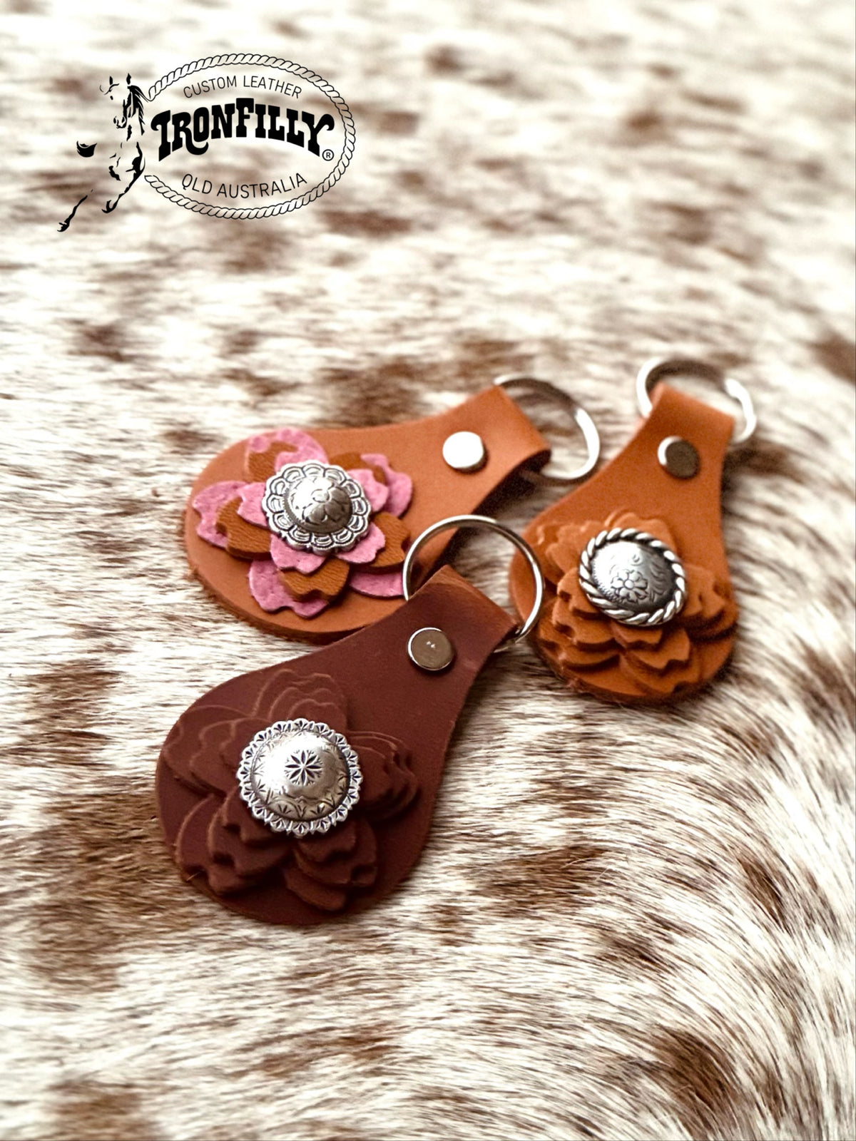 Floral concho key ring