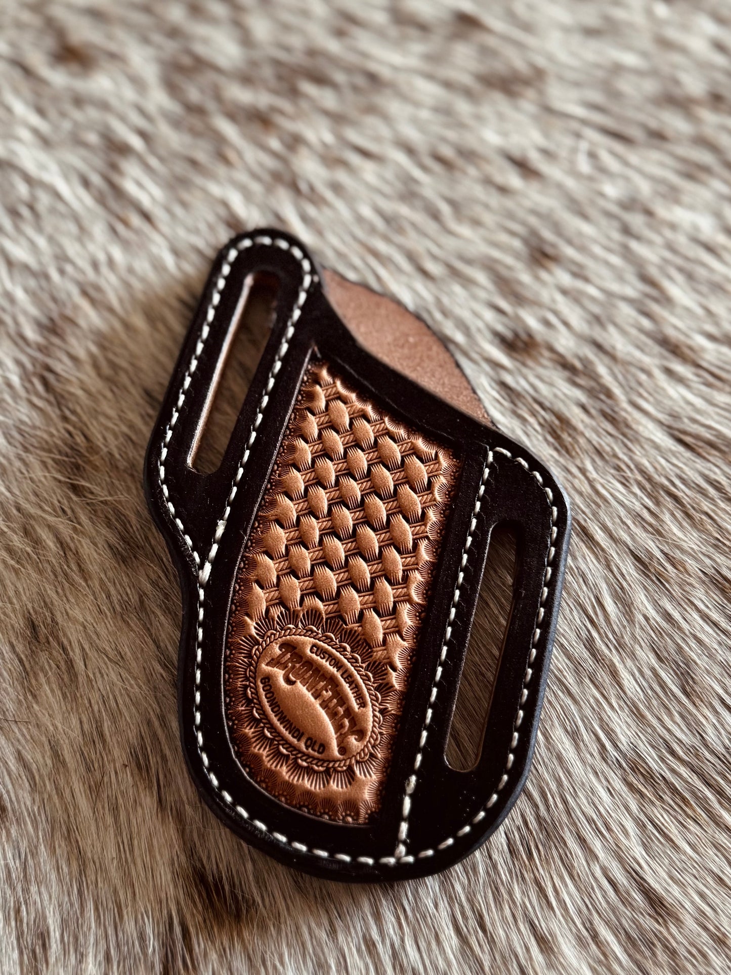 Pancake Knife Sheath- Black Basketweave