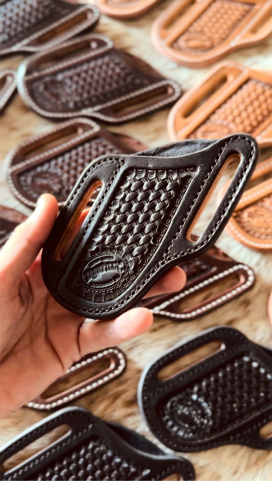 Pancake Knife Sheath- Black Basketweave