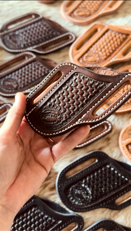Pancake Knife Sheath- Brown Basketweave
