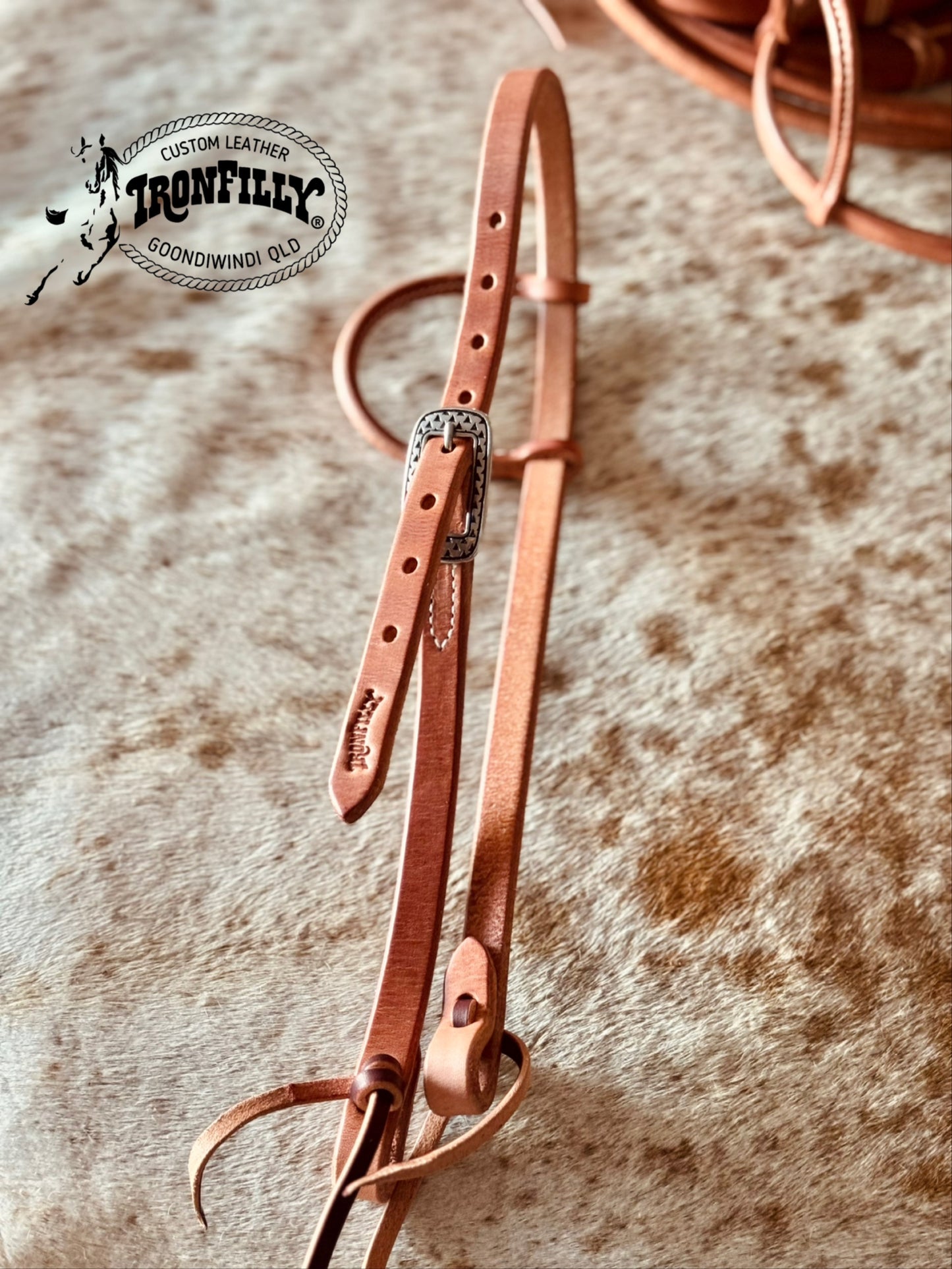 Sliding Ear Headstalls- Harness leather/single buckle