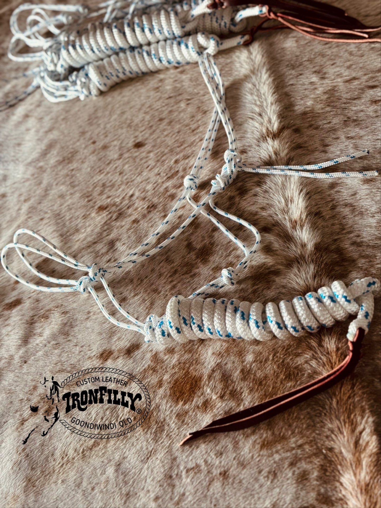 Rope halter and 8” Lead with Latigo popper