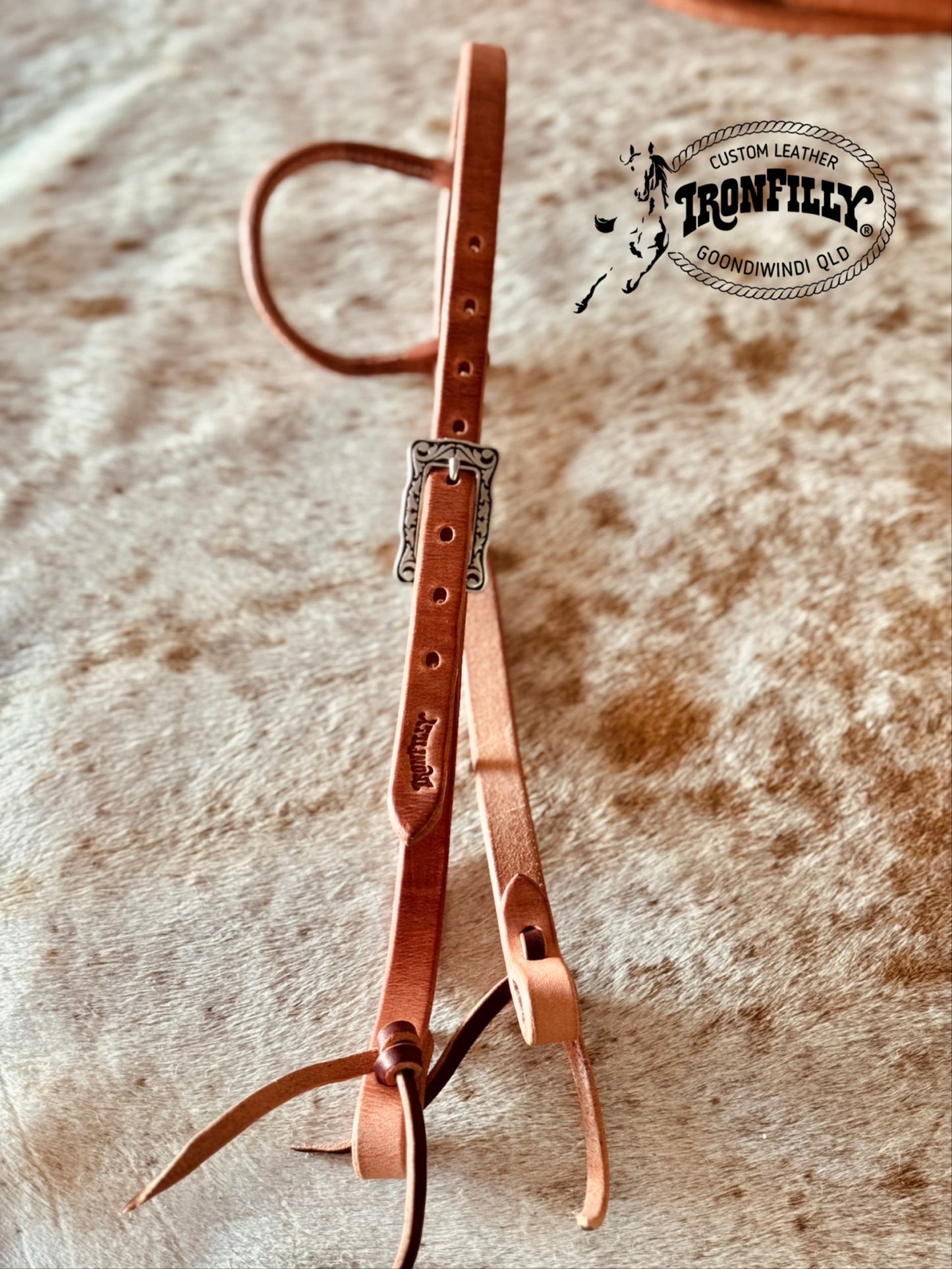 Sliding Ear Headstalls- Harness leather/single buckle