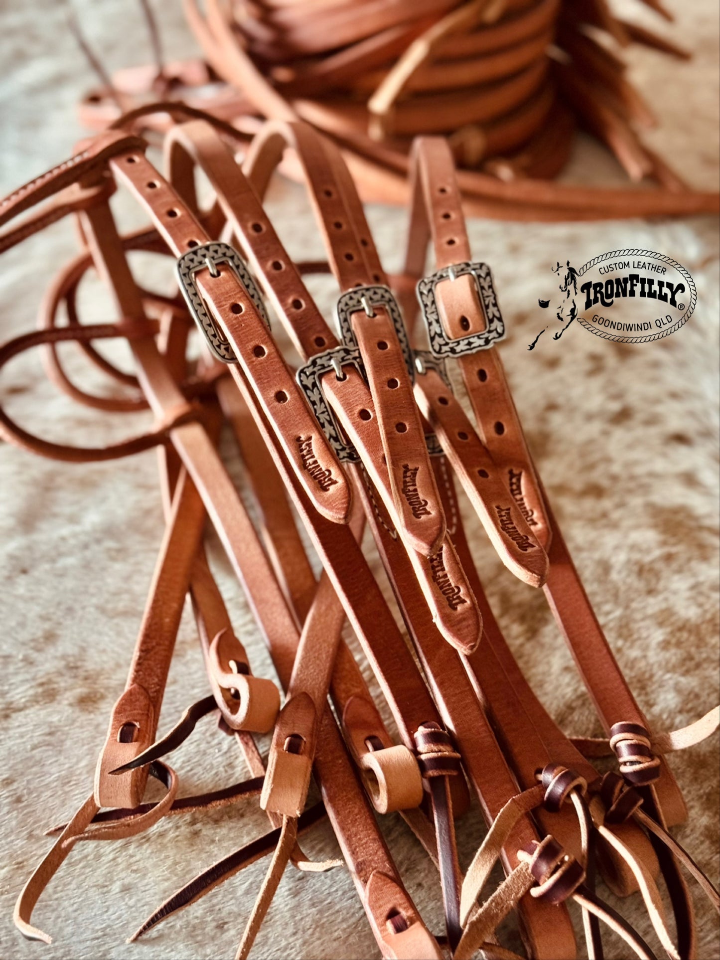 Sliding Ear Headstalls- Harness leather/single buckle