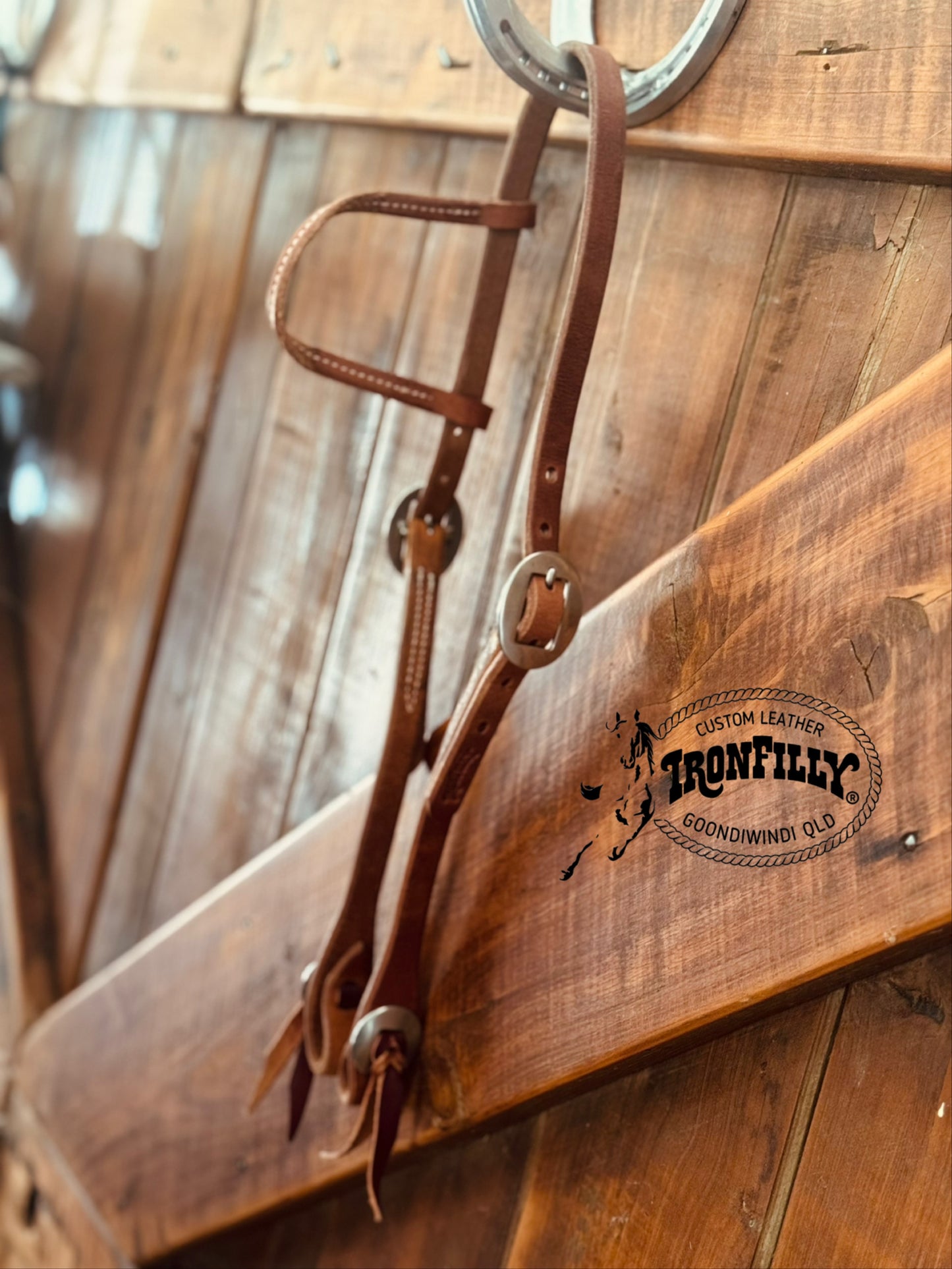 Sliding Ear Headstalls- Harness leather/double buckle