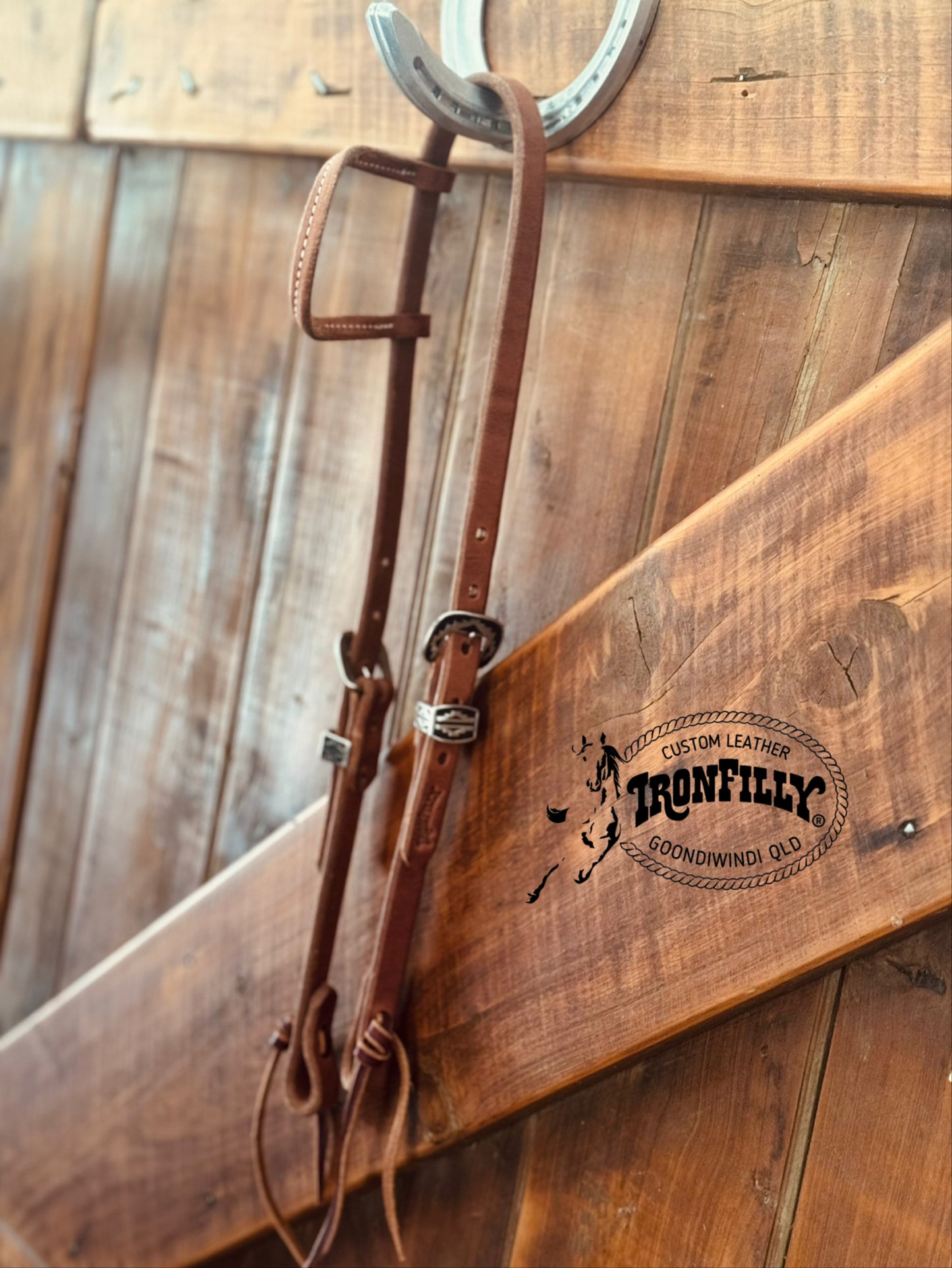 Sliding Ear Headstalls- Harness leather/double buckle