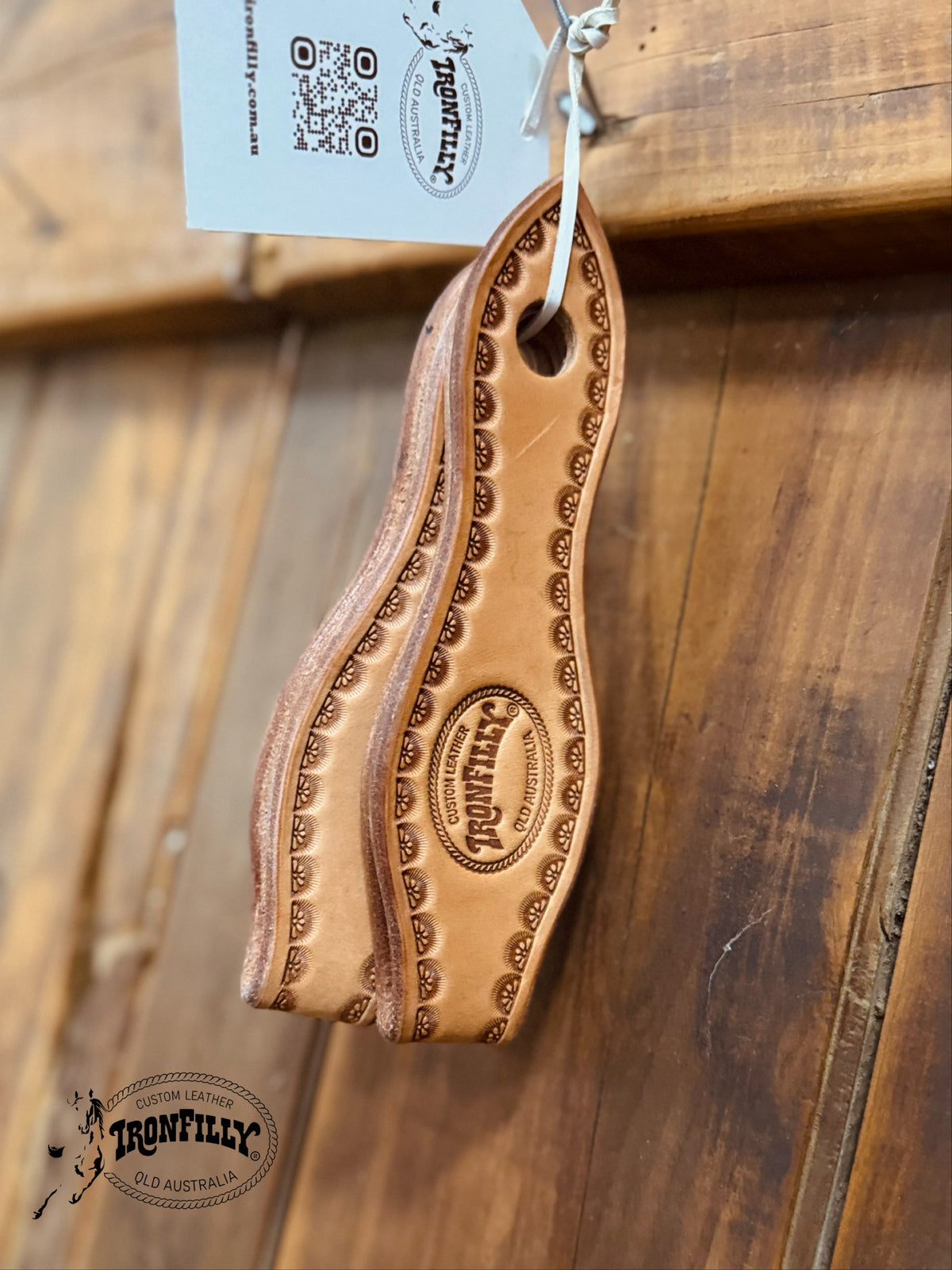 Slobber Straps- Hermann Oak/border stamped