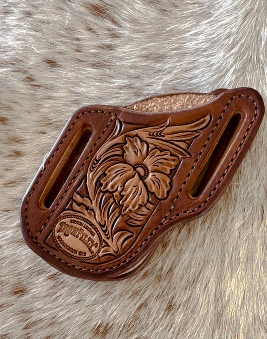 Pancake Knife Sheath - Brown Floral “Sheridan”
