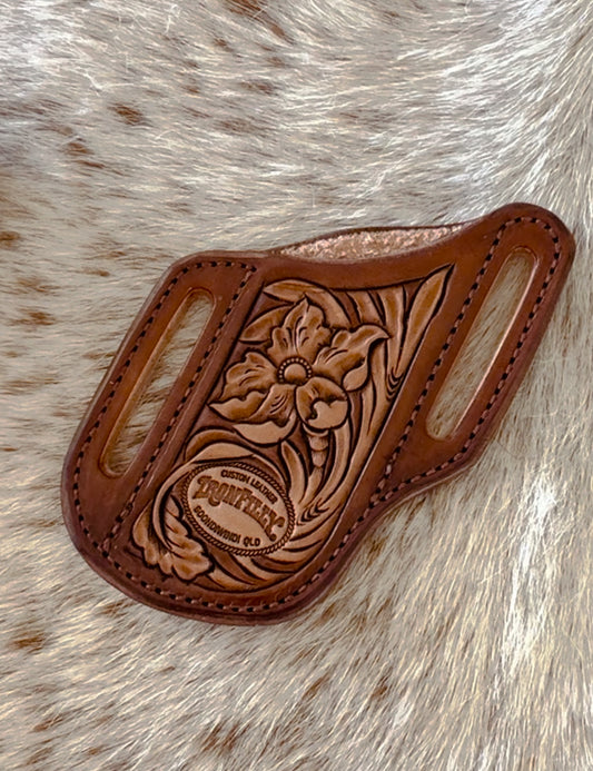 Pancake Knife Sheath - Brown Floral - “Johnny”