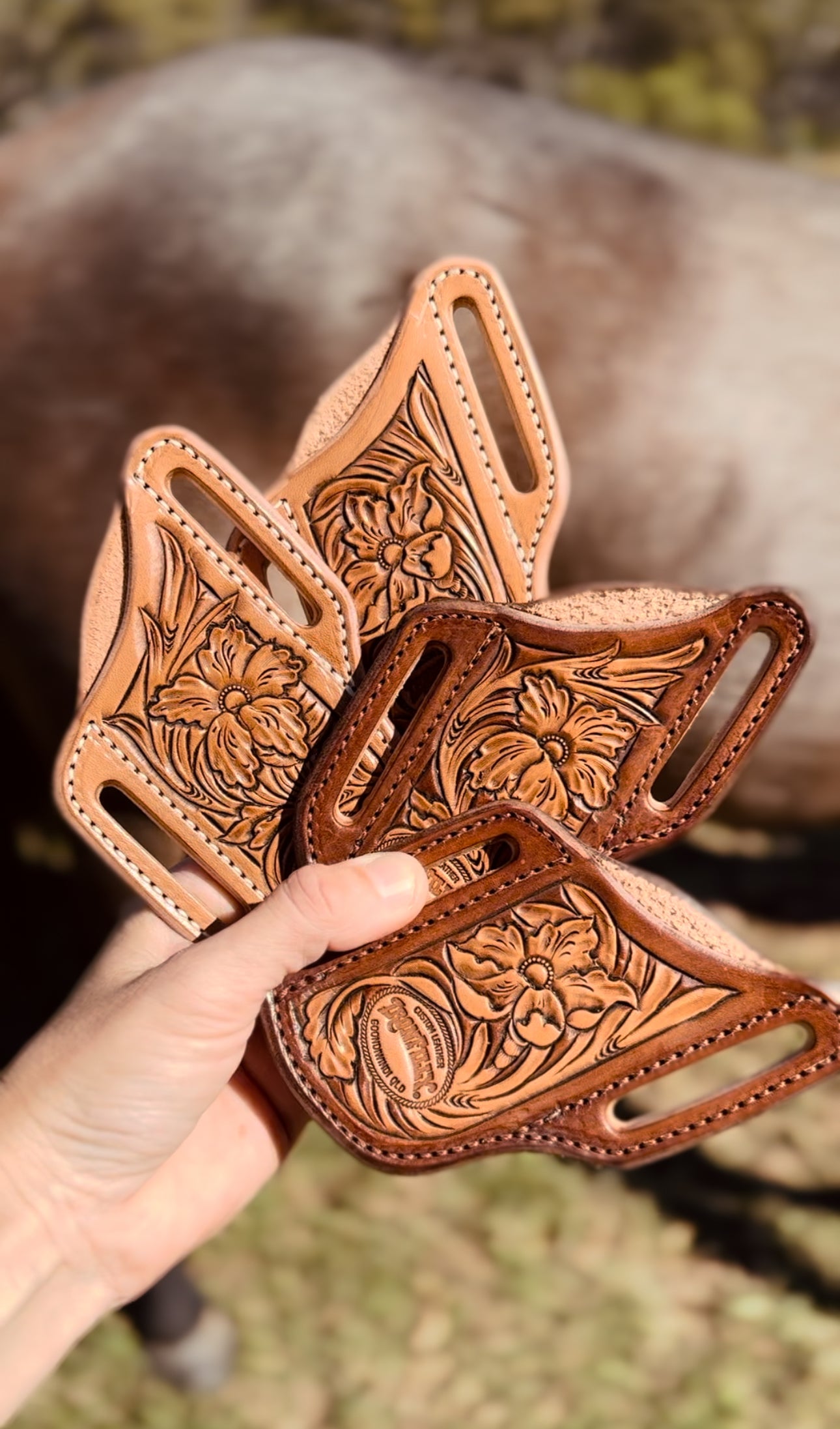 Pancake Knife Sheath - Brown Floral “Sheridan”
